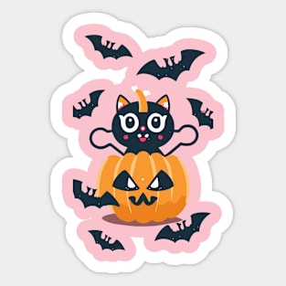 Kitten Halloween Sticker